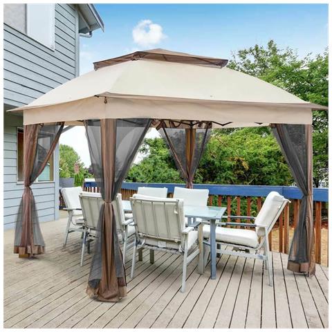 Gazebo 3x3 Mt Pieghevole Impermeabile Con Tende Zanzariere E Borsa X Trasporto - Foto 1