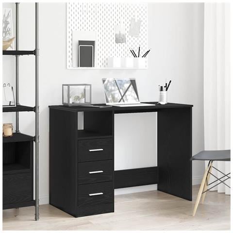 Scrivania Cassetti Rovere Nero 102x50x76 cm Legno Multistrato - Foto 1