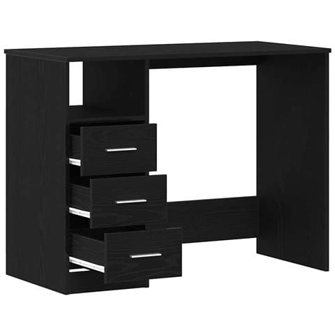 Scrivania Cassetti Rovere Nero 102x50x76 cm Legno Multistrato - Foto 9