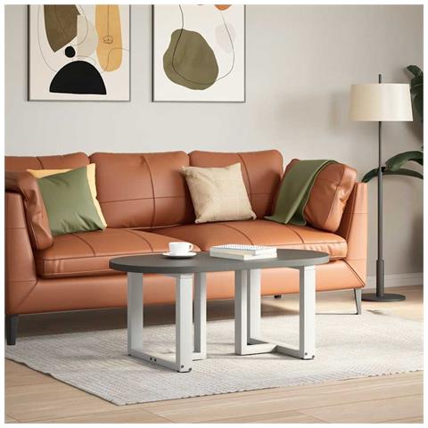 Gambe Tavolino Da Caffè A T 2 Pz Bianco 50x25x(42-43)cm Acciaio - Foto 2