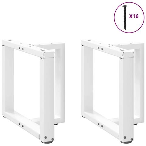 Gambe Tavolino Da Caffè A T 2 Pz Bianco 50x25x(42-43)cm Acciaio - Foto 3