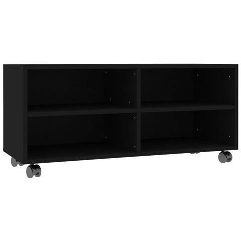 Mobile Tv Con Ruote Nero 90x35x35 Cm In Legno Multistrato - Foto 1