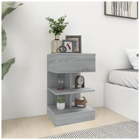 Lusso Casadino -  Comodini Grigio Sonoma 2 Pz 40x35x65 Cm In Legno Multistrato - Foto 8