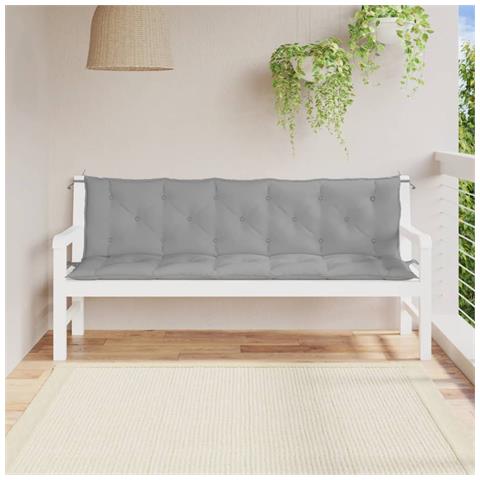 Cuscini Panca Da Giardino 2pz Grigi 180x50x7cm Tessuto Oxford - Foto 8