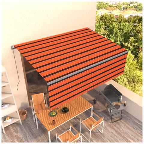 Tenda Sole Retrattile Manuale Parasole 4x3m Arancione E Marrone - Foto 7