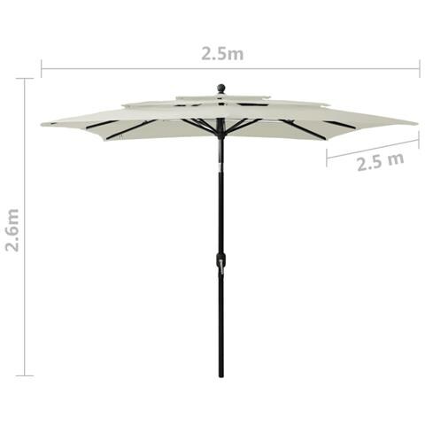 Lusso Casadino -  Ombrellone A Sbalzo 3 Livelli Palo Alluminio 2,5x2,5 M Sabbia - Foto 8