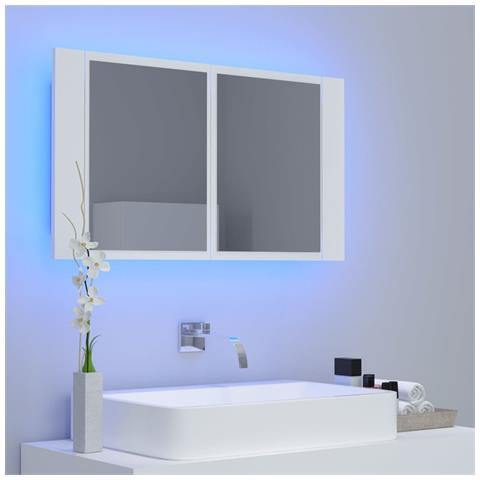 Lusso Casadino - Armadietto A Specchio Con Luci Led Bianco 80x12x45 In Acrilico - Foto 2