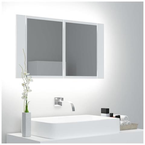 Lusso Casadino - Armadietto A Specchio Con Luci Led Bianco 80x12x45 In Acrilico - Foto 8
