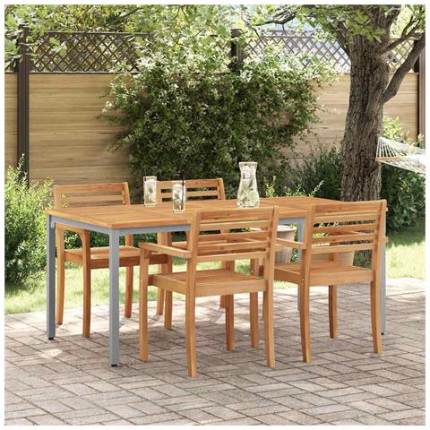 Tavolo da giardino  180x90x75 cm in legno massello di acacia e metallo - Foto 2