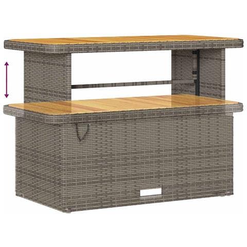 Set di divano da giardino da 13 pezzi con cuscini in rattan grigio e acacia,  Set di dining da giardino da 4 pezzi con cuscini in rattan grigio e acacia,  Divano da giardino da 2 posti con cuscini in rattan grigio - Foto 9