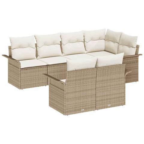 Sets di Divani da Giardino  con Cuscini Beige in Rattan Sintetico, Divano da Giardino  per 2 Persone con Ripostiglio & Cuscini Beige in Rattan Sintetico - Foto 1