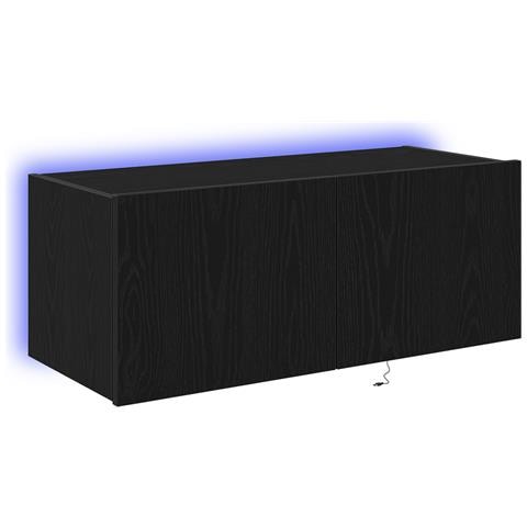 Mobile TV  con luci LED Rovere Nero 80x35x31 cm - Foto 1