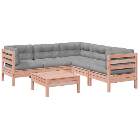 Set Divani Giardino 6 pz Cuscini Legno Massello Abete Douglas - Foto 1