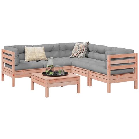 Set Divani Giardino 6 pz Cuscini Legno Massello Abete Douglas - Foto 2