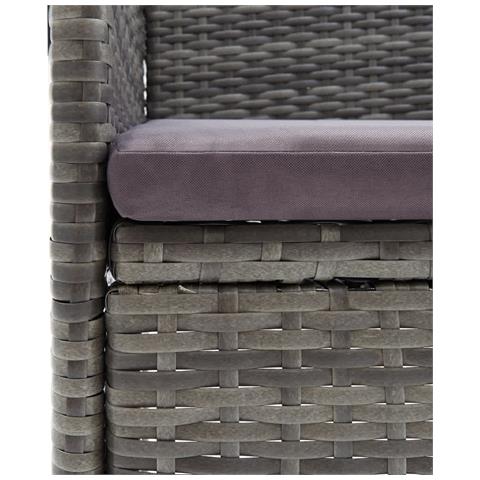 Set da Pranzo per Giardino 3 pz con Cuscini Polyrattan Grigio - Foto 9