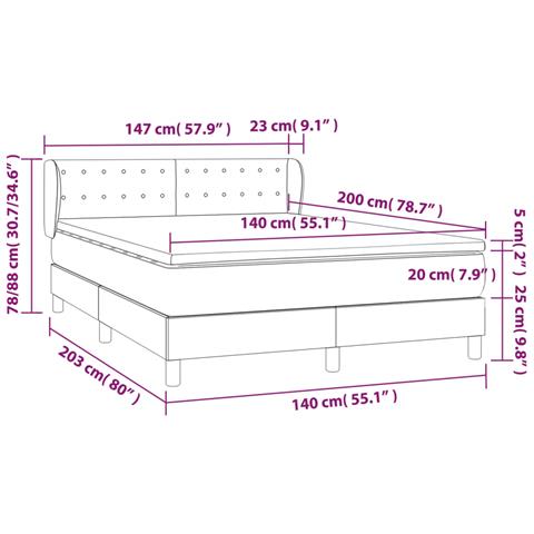 Giroletto a Molle con Materasso Marrone Scuro 140x200cm Tessuto - Foto 7