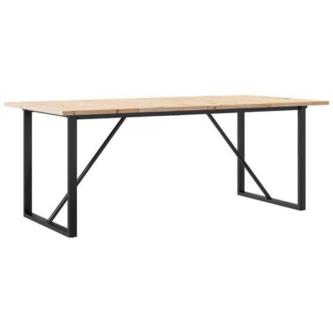 Tavolo Pranzo Telaio a O 200x100x75,5 cm Legno Pino e Acciaio - Foto 1