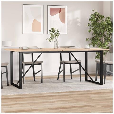 Tavolo Pranzo Telaio a O 200x100x75,5 cm Legno Pino e Acciaio - Foto 2