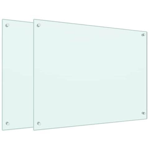 Paraschizzi per Cucina 2 pz Bianchi 80x60 cm in Vetro Temperato - Foto 1