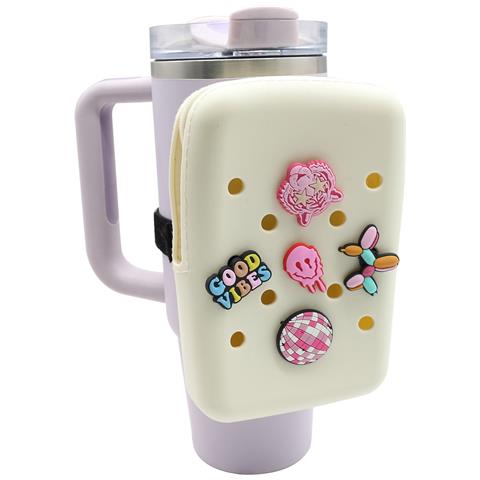 Custodia In Silicone Con Fori Per Tazza Stanley 40oz Iceflow - Portaoggetti Versatile Beige - Foto 1