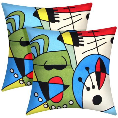 Set Di 2 Copricuscini Ricamati Art Pastela 45x45 Cm - Foto 2