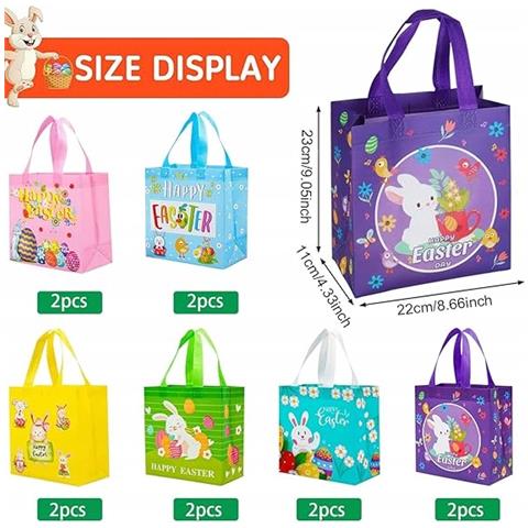 Set Di Sacchetti Regalo Di Pasqua In Tessuto Non Tessuto 12 Pezzi 6 Modelli - Foto 3