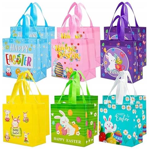 Set Di Sacchetti Regalo Di Pasqua In Tessuto Non Tessuto 12 Pezzi 6 Modelli - Foto 1