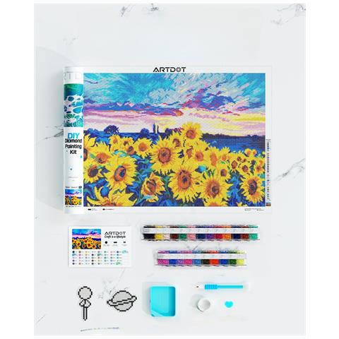 Artdot Kit Pittura Diamante 5d - Campo Di Girasoli Decorazione - Foto 2