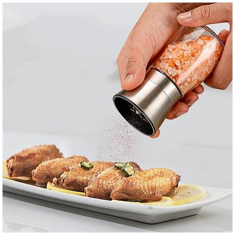 Macinini Per Sale E Pepe Manuel Inox E Vetro Ultra Resistente Solido, Argento - Foto 2