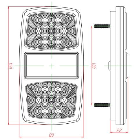 Fanale Posteriore Dx A Led 12v Dimensioni 150x22x80mm - Foto 2