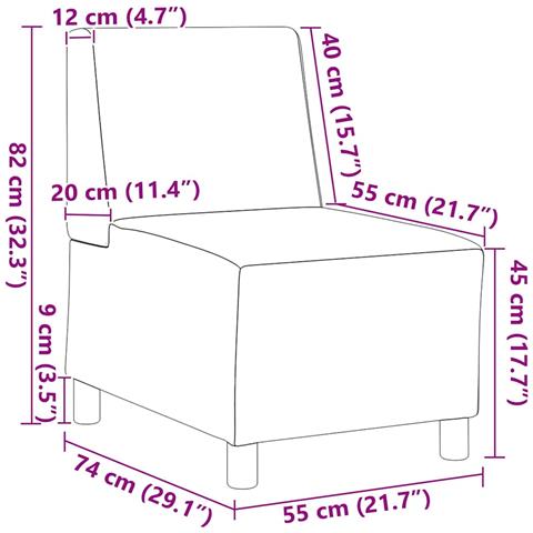Unità di Divano Modulare Senza Braccioli 2 pcs Grigio scuro - Foto 9