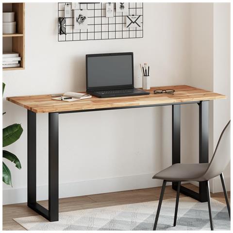 Piano Tavolo Rettangolare 140x60x2cm Legno Massello di Acacia - Foto 2