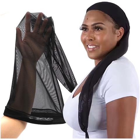 Cuffia A Rete Nera: Cuffia Per Treccia A Tubo Lungo, Rete Per Capelli Versatile E Alla Moda - Foto 3