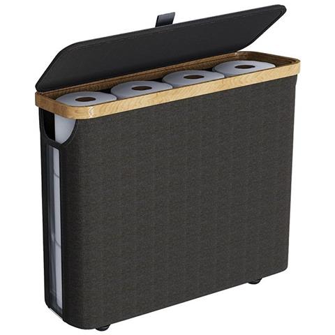 Cesto Portabiancheria In Tessuto Oxford Con Coperchio - Contenitore Pieghevole Black - Foto 1