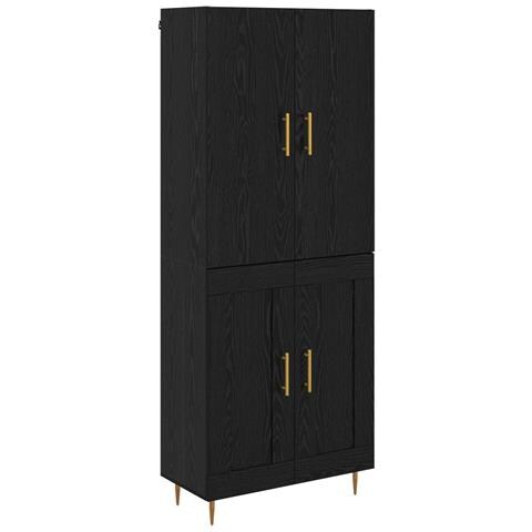 Credenza Rovere Nero 69,5 x 34 x 180 cm Legno multistrato - Foto 1