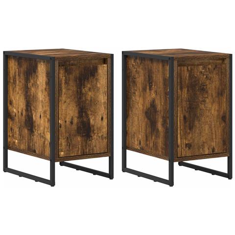 Comodino 2 pcs Quercia Fumosa 39,5 x 30 x 50 cm - Foto 1