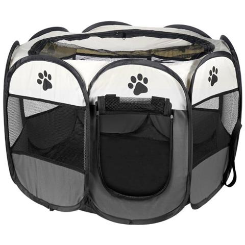 Box pieghevole per cani e gatti grigio con pareti in rete - Foto 1