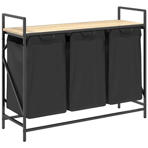 Cesto per la Biancheria 3 Scomparti con Ripiano Rovere Sonoma - Foto 1