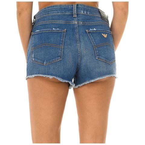 Shorts In Denim Da Donna Con Orlo Sfrangiato C5j17 - Foto 2