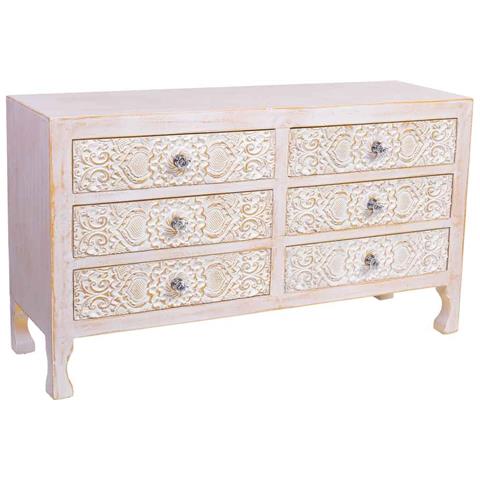 Comò In Legno Con 6 Cassetti 91x28,5x51,5 - Foto 1