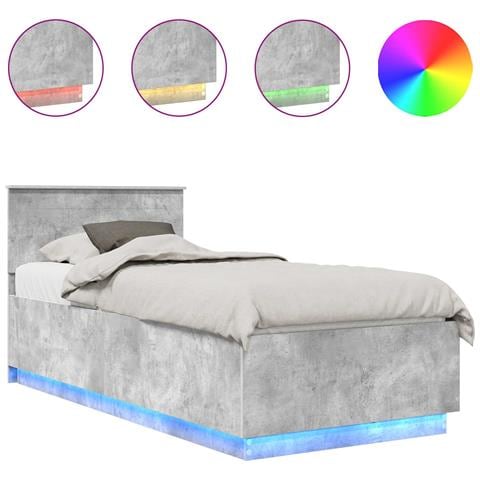 Struttura del letto con testiera Grigio cemento 90 x 200 cm - Foto 1