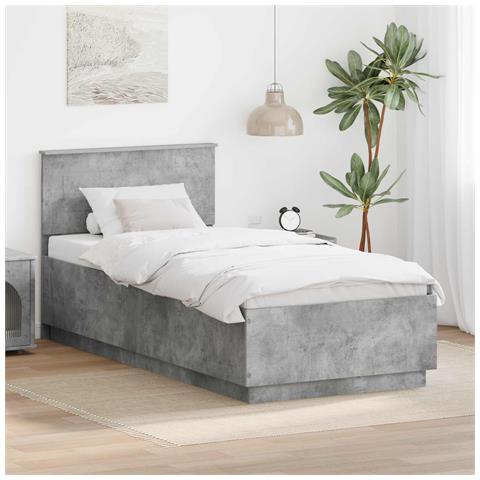 Struttura del letto con testiera Grigio cemento 90 x 200 cm - Foto 2