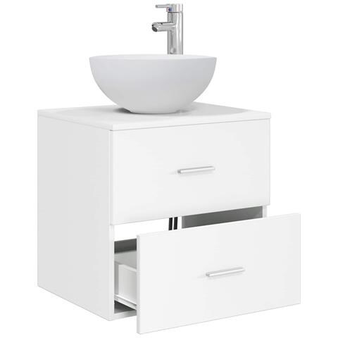 Mobiletto con Lavabo a Parete Bianco 49,5 x 35 x 63 cm - Foto 2