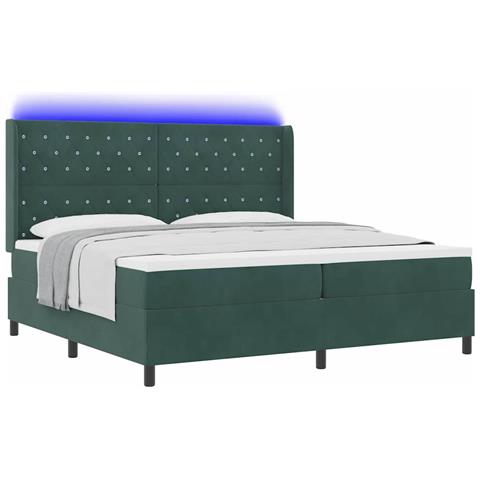 Letto a molle con materasso Verde Scuro 200 x 200 cm Velluto - Foto 1