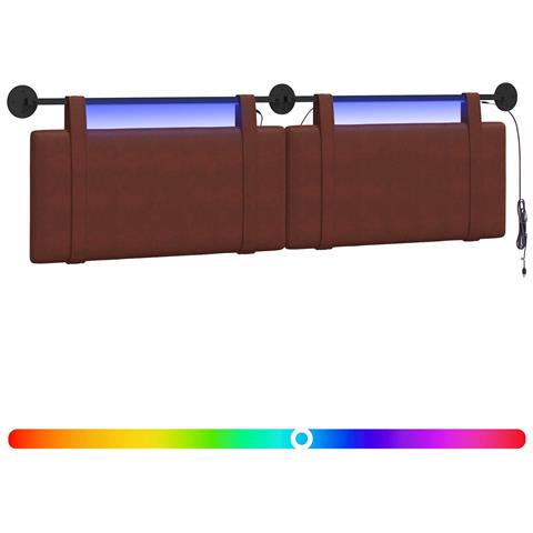 Testiera sospesa Con luce LED Marrone Lucido PU Antico - Foto 1