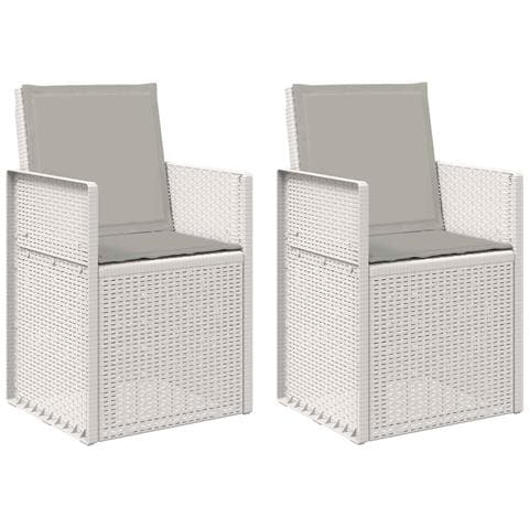 Sedie da pranzo da giardino 2 pcs Bianco e Grigio Chiaro PP - Foto 1