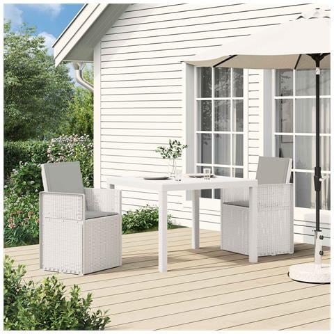 Sedie da pranzo da giardino 2 pcs Bianco e Grigio Chiaro PP - Foto 2