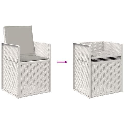 Sedie da pranzo da giardino 2 pcs Bianco e Grigio Chiaro PP - Foto 9