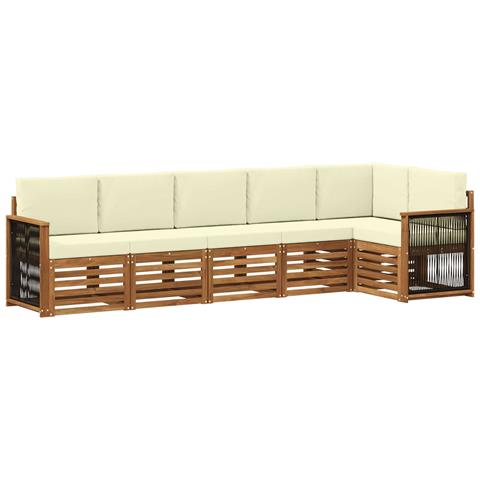 Set divano sezionale con cuscino 5 pcs Naturale e Crema - Foto 1