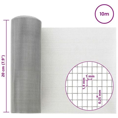 Rete per schermatura 20 x 1000 cm 18 Mesh Argento - Foto 7
